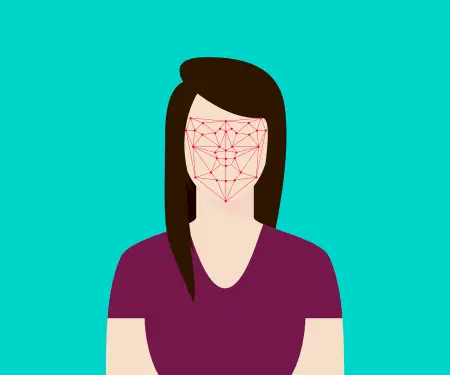 نظام التعرف على الوجه المسطح لامرأة.