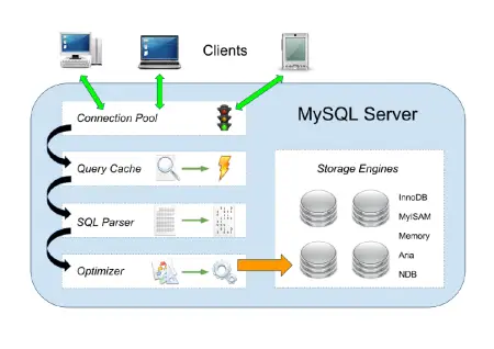 الوحدات الأساسية لمعمارية نظام إدارة قواعد البيانات MariaDB/MySQL